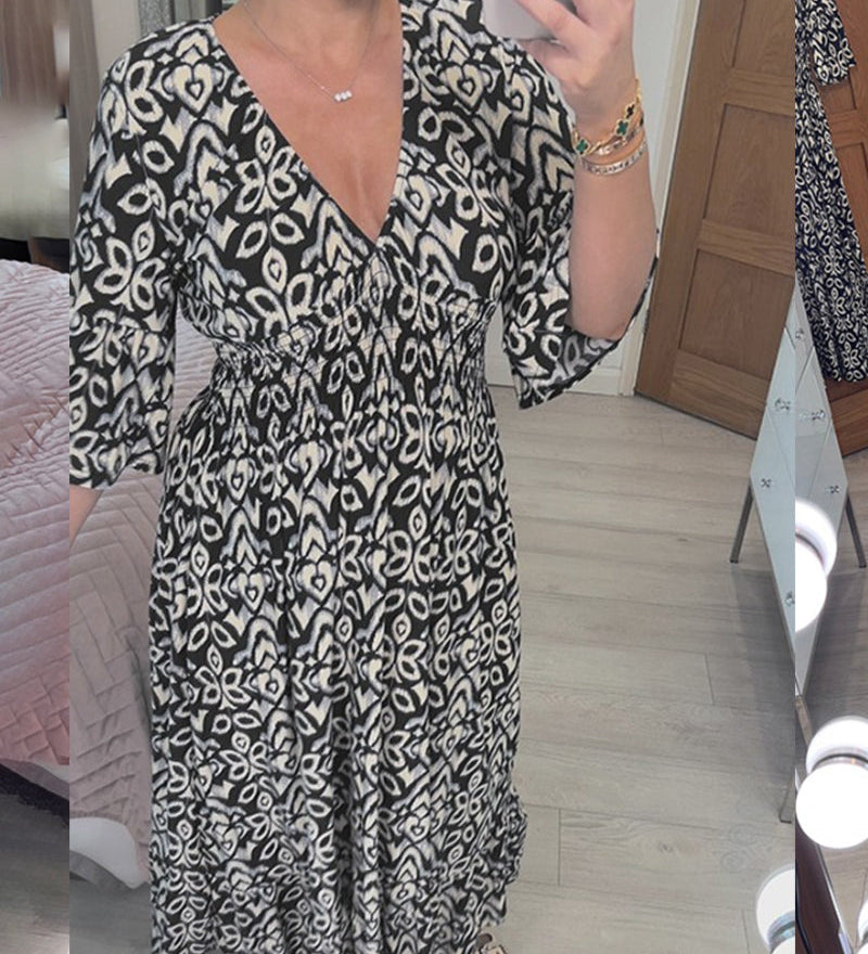 Robe longue imprimée rouge