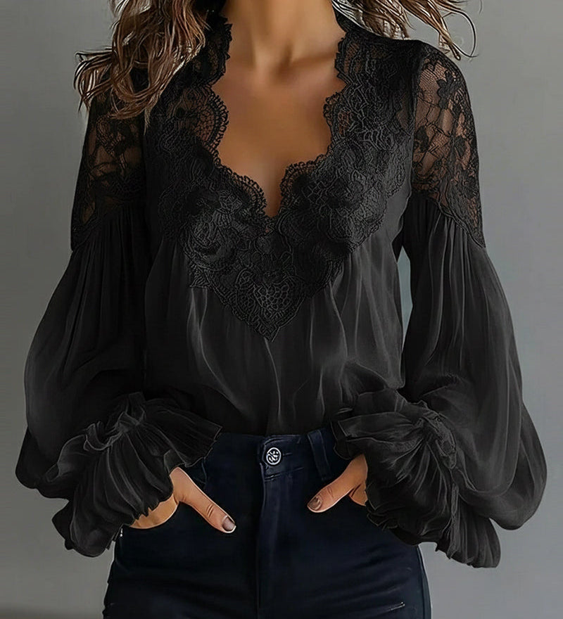 Chemisier Dentelle Patchwork Col V