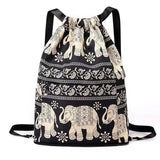 Sac à bandoulière avec cordon de serrage de style ethnique