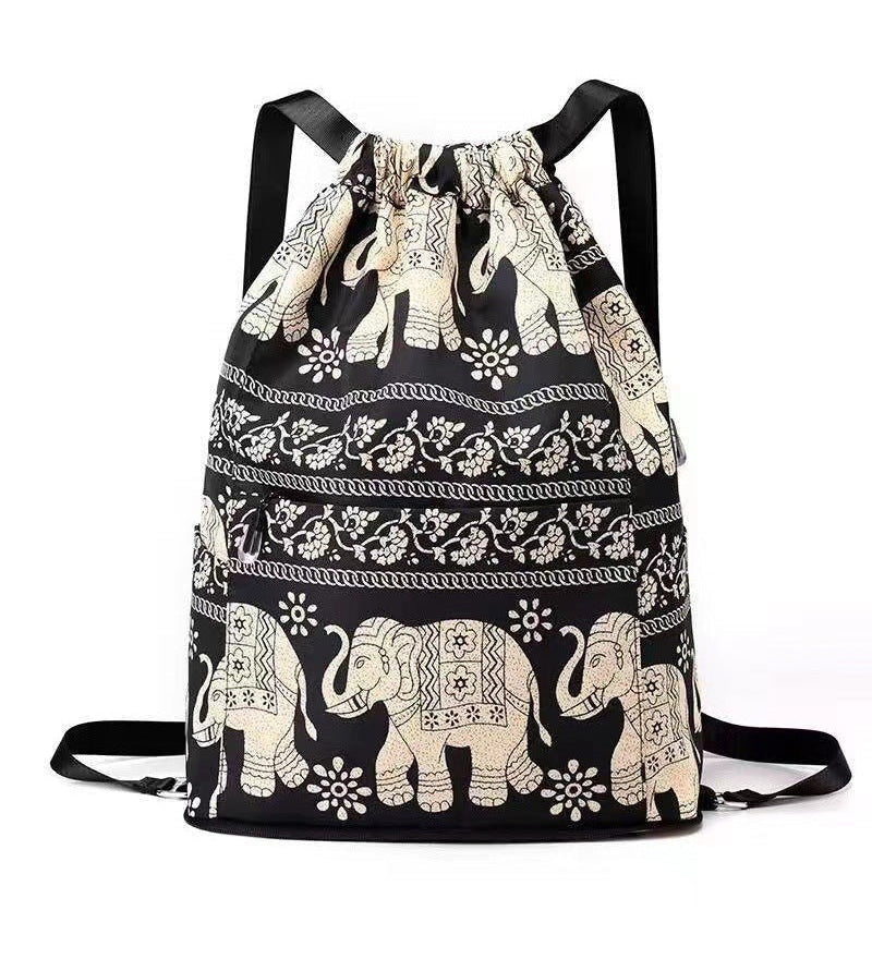 Sac à bandoulière avec cordon de serrage de style ethnique