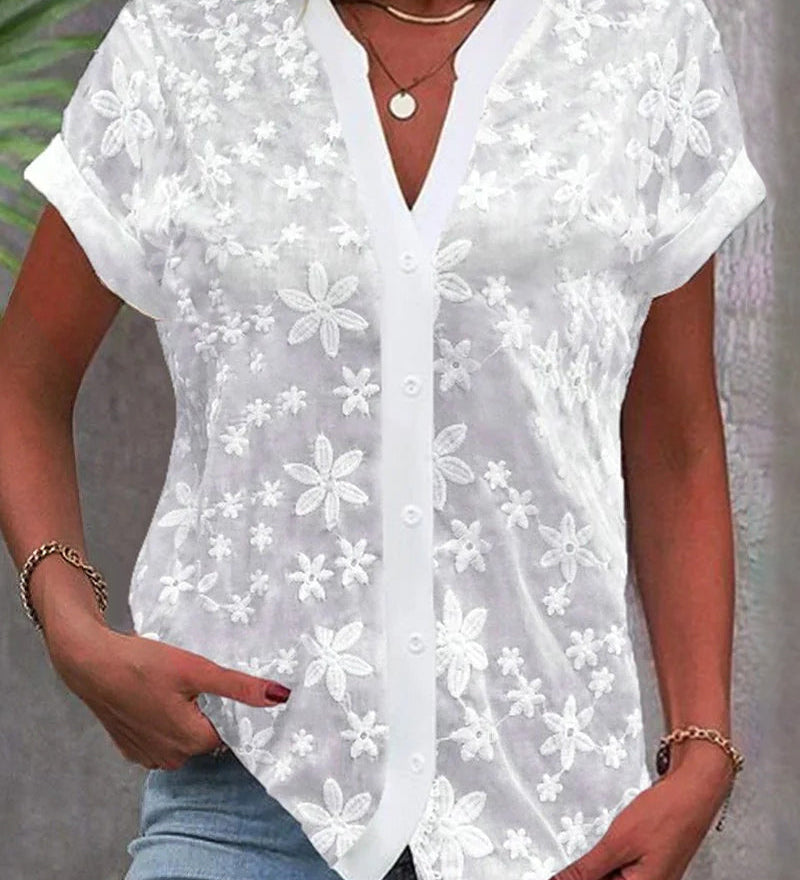 Blouse à manches courtes et col V