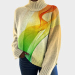 Pull col roulé crème à vague arc-en-ciel — Eugénie, LucieSaint-Tropez