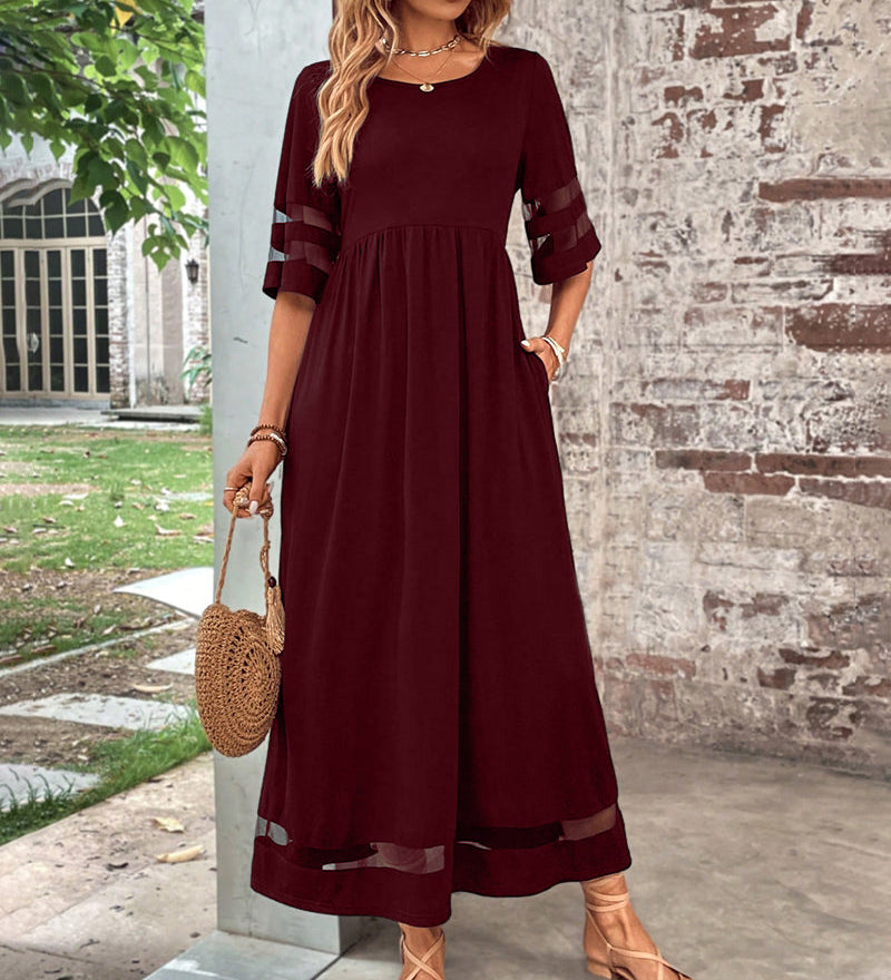 Robe élégante à Manches Mi-Longues Et Col Rond Décontracté