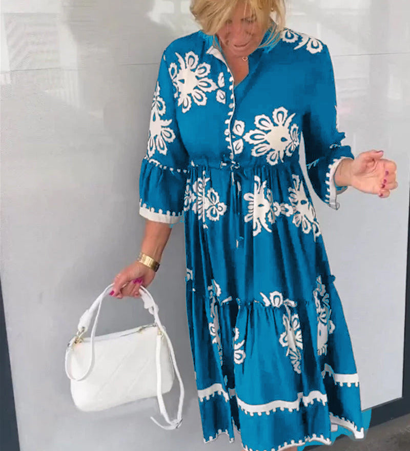 Robe à imprimé floral et manches 3/4