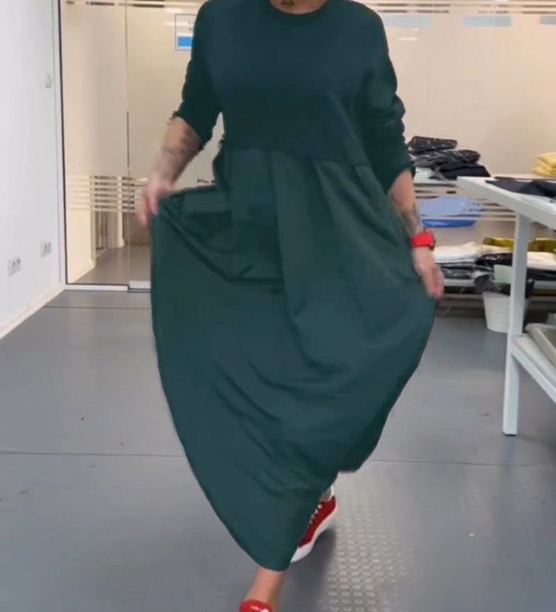 Robe longue décontractée de couleur unie