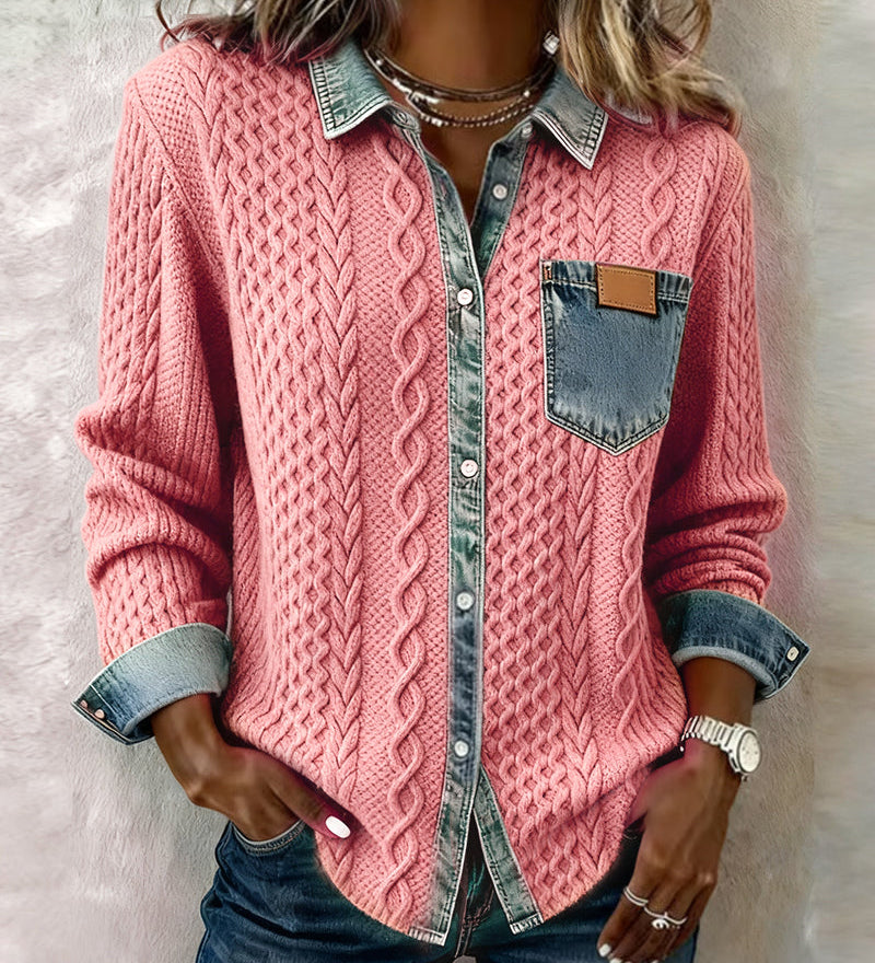 Chemise Manches Longues À Patchwork Jean