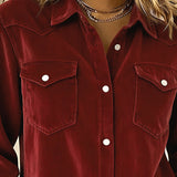 Chemise À Manches Longues À Revers Et Boutonnée