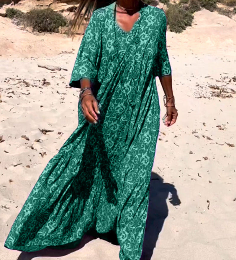 Robe imprimée ample à manches 3/4