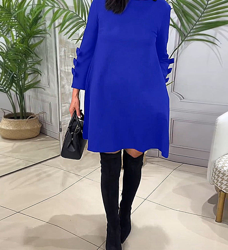 Robe décontractée au genou avec manches longues