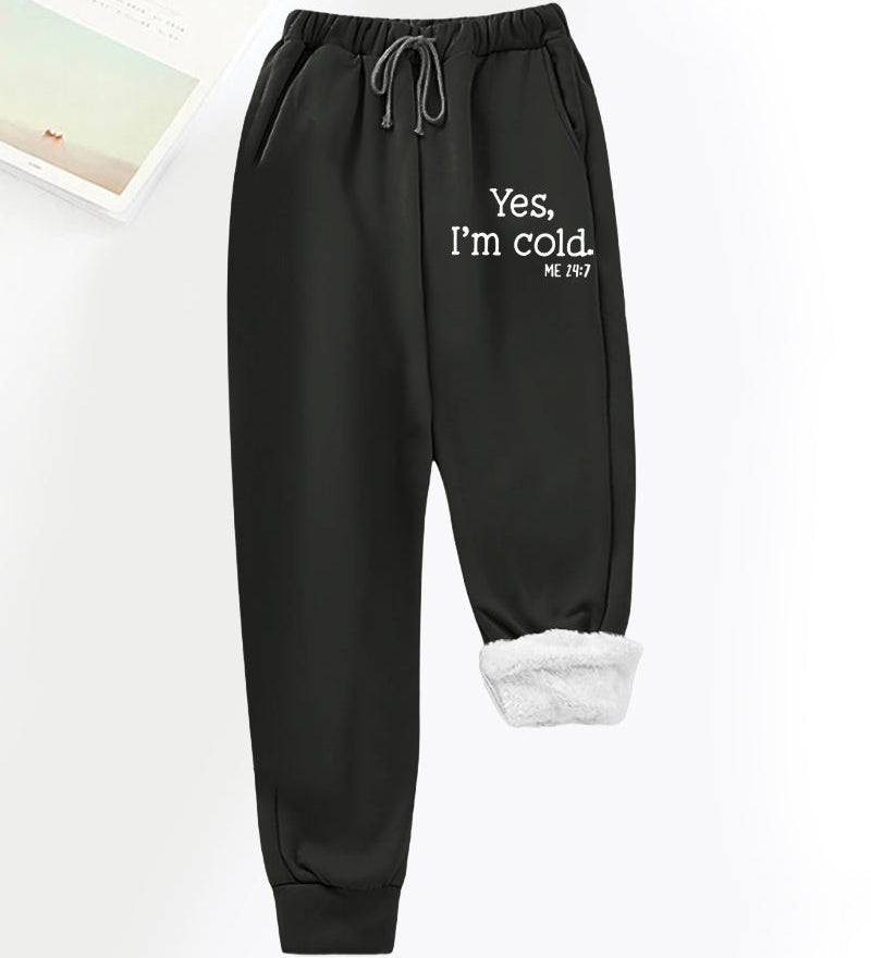 Pantalon décontracté en polaire imprimé lettres