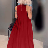 Robe débardeur plissée élégante de couleur unie