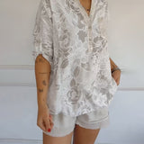 Blouse Col V Boutonnée Imprimée