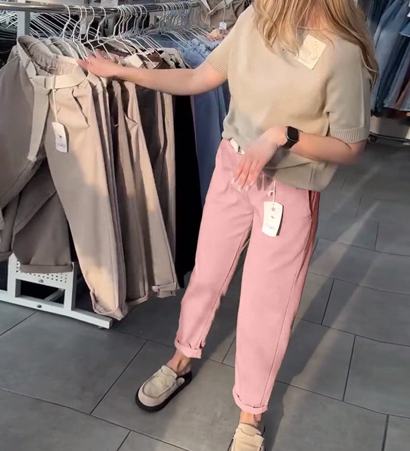 Pantalon Uni Décontracté Droit