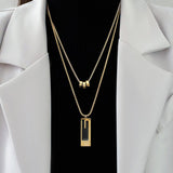 Collier double long en acier titane