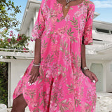 Robe droite à imprimé floral