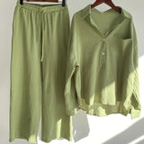 Ensemble deux pièces avec pantalon chemise de couleur unie