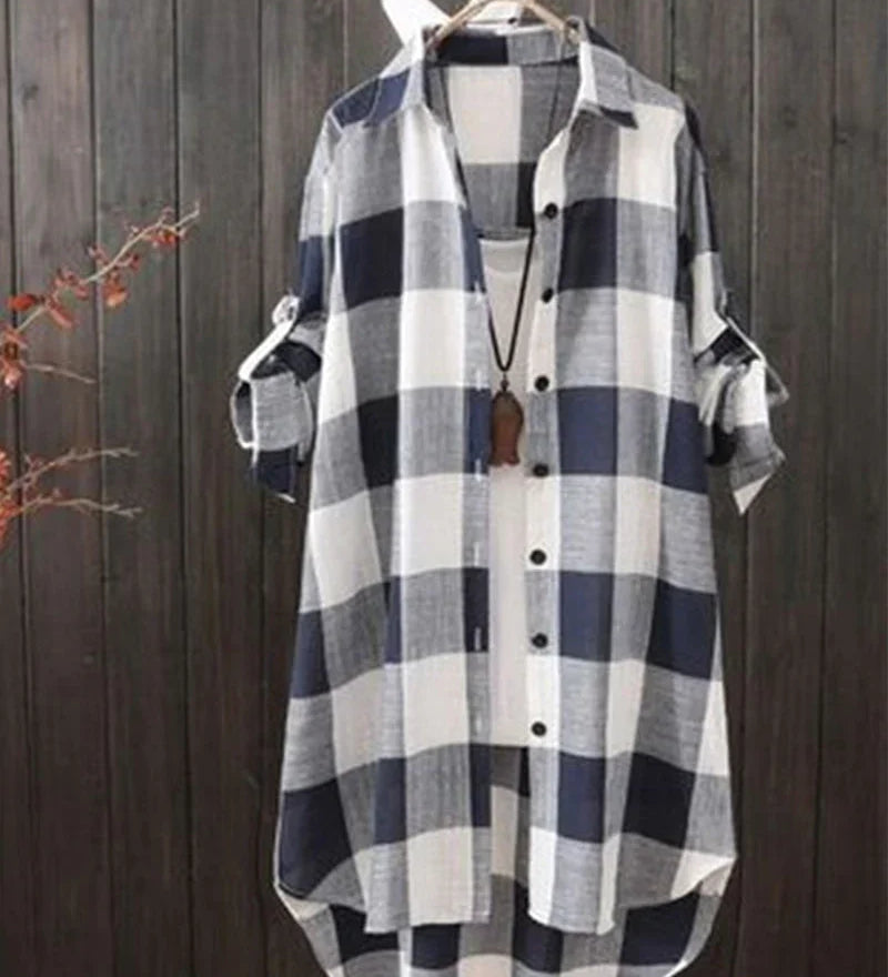 Chemise à manches longues avec imprimé à carreaux