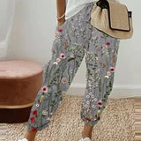 Pantalon décontracté en coton et lin pour femme