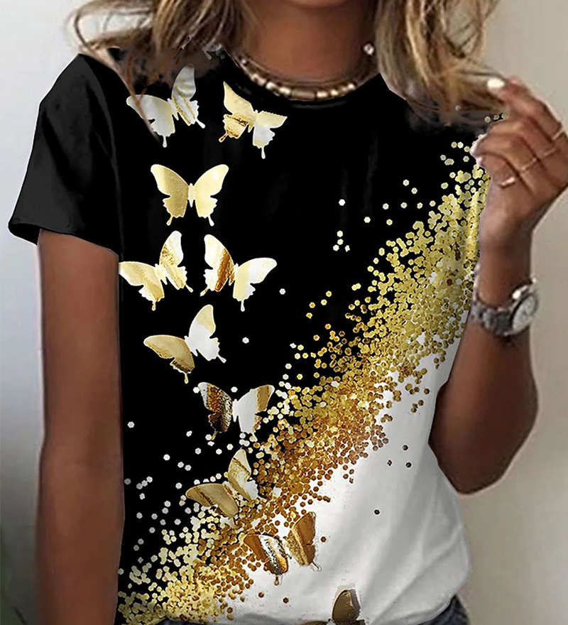 T-shirt imprimé col rond simple