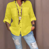 Chemise de couleur unie avec poches et boutons simples