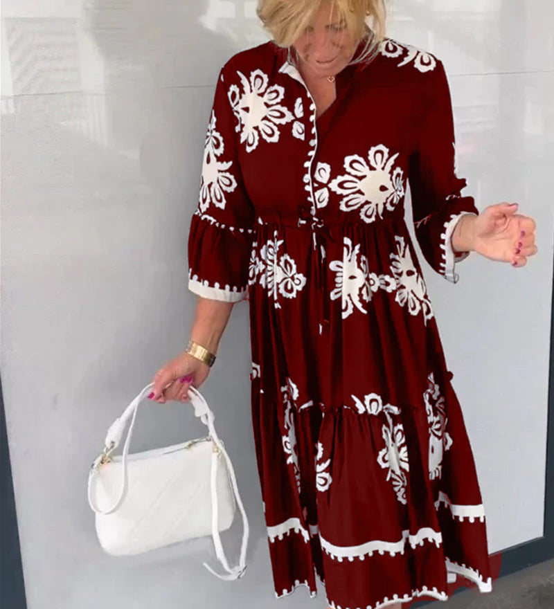 Robe à imprimé floral et manches 3/4
