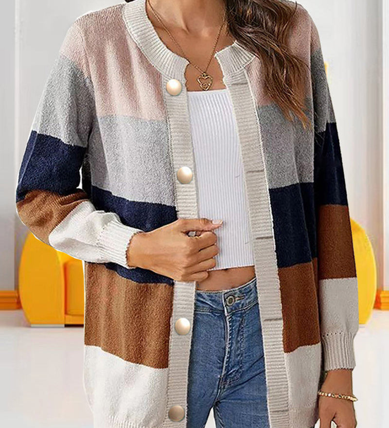 Cardigan colorblock pour kvinner