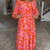 Robe à manches longues et imprimé floral