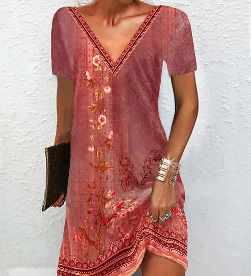 Robe à imprimé floral et manches courtes