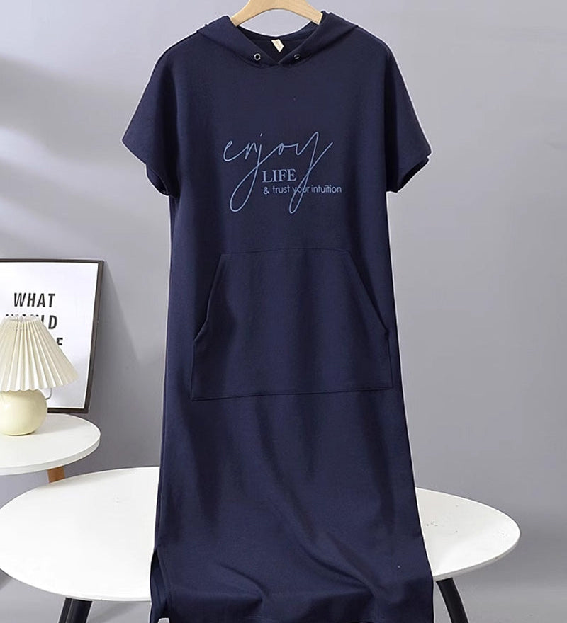 Robe À Capuche Décontractée Cordon