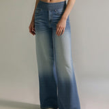 Denim Haute Taille Lavé Loose Baggy Décontracté