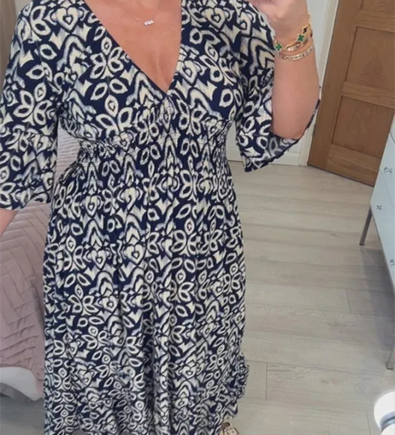Robe longue imprimée rouge