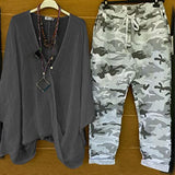 Ensemble deux pièces décontracté à la mode en imprimé camouflage
