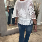 Blouse Brodée Chauve-Souris Dentelle