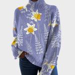 Pull col roulé lavande à jonquilles — Solène, LucieSaint-Tropez