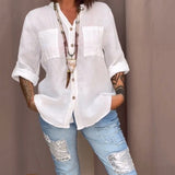 Chemise de couleur unie avec poches et boutons simples