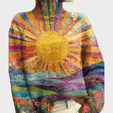 Pull col roulé à motif soleil couchant multicolore — Delphine, LucieSaint-Tropez