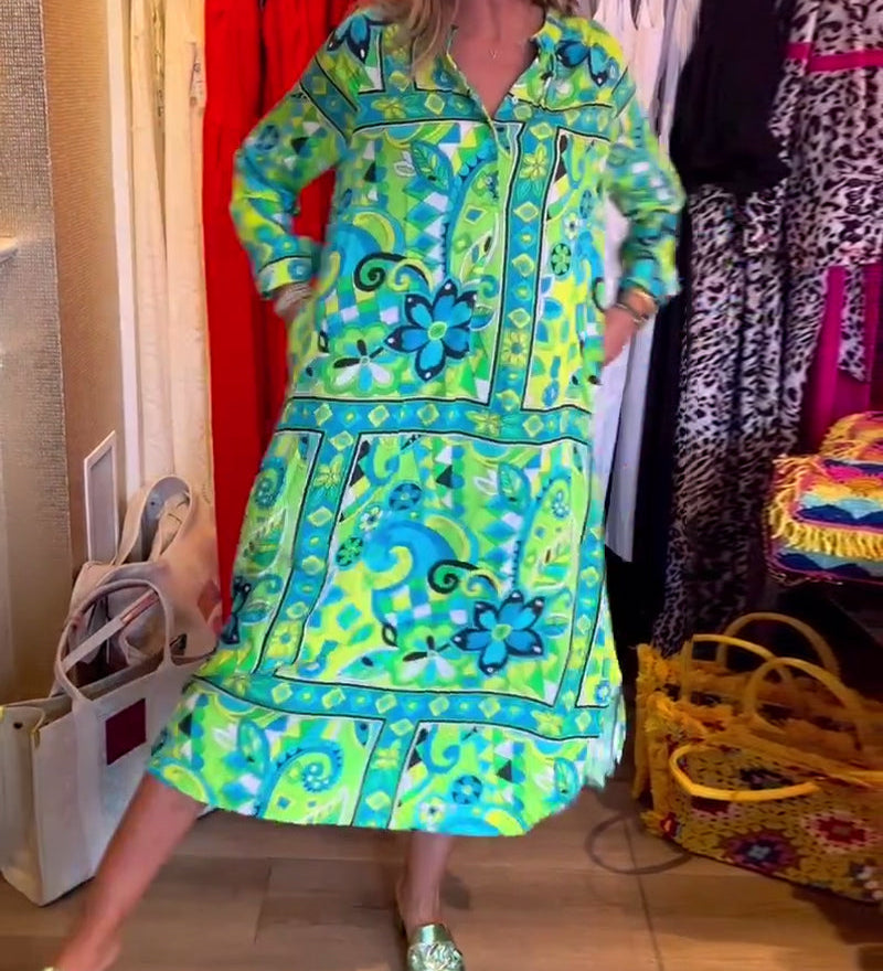 Robes avec coupe ample, imprimés et poches