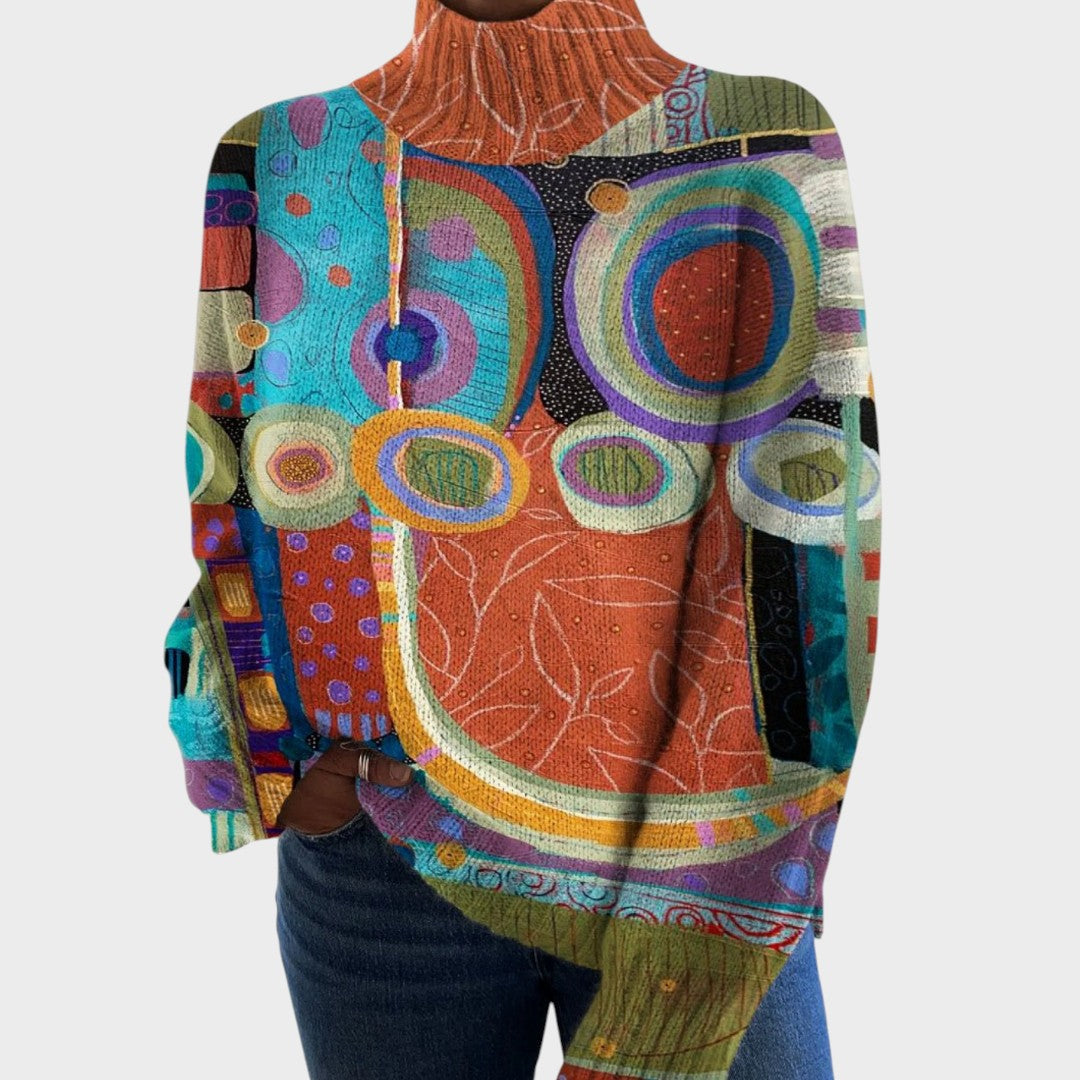 Pull col roulé à cercles arty multicolores — Bérénice, LucieSaint-Tropez