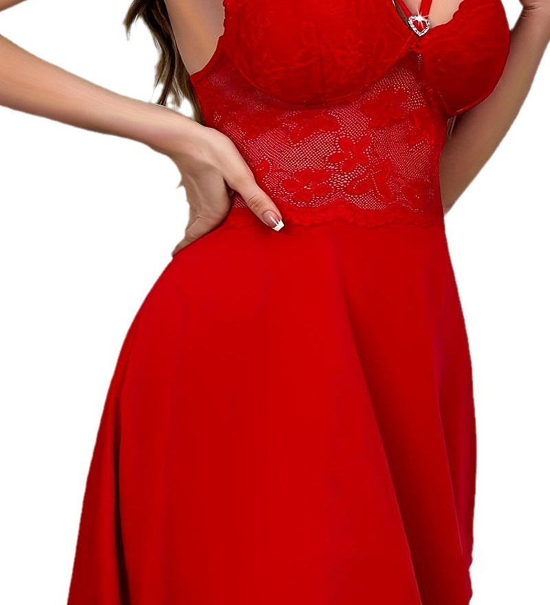 Nuisette Sexy En Dentelle À Bretelles
