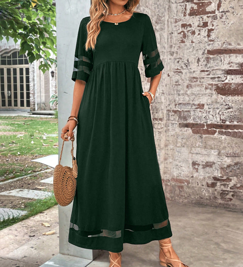 Robe élégante à Manches Mi-Longues Et Col Rond Décontracté