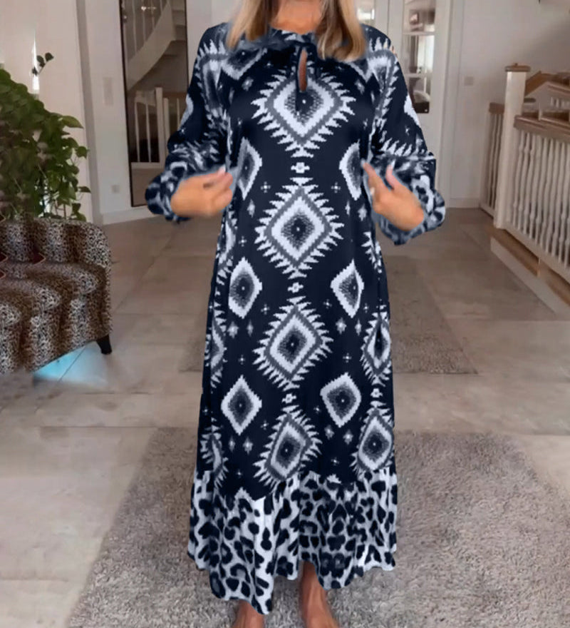 Robe à imprimé géométrique à manches longues