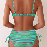 Maillot De Bain Deux Pièces Soutien-Gorge Imprimé Rayé
