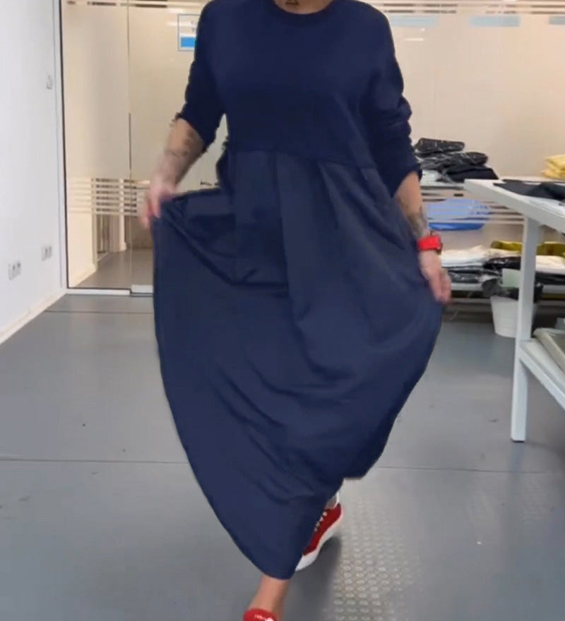 Robe longue décontractée de couleur unie