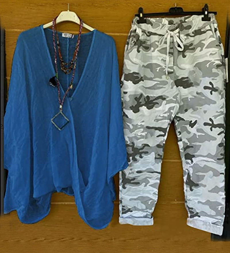 Ensemble deux pièces décontracté à la mode en imprimé camouflage