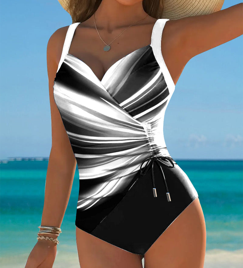 Maillot de Bain Monopièce Cordelette de Couleur Contrastée
