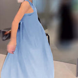 Robe débardeur plissée élégante de couleur unie