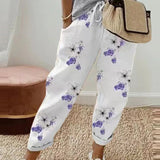 Pantalon décontracté en coton et lin pour femme