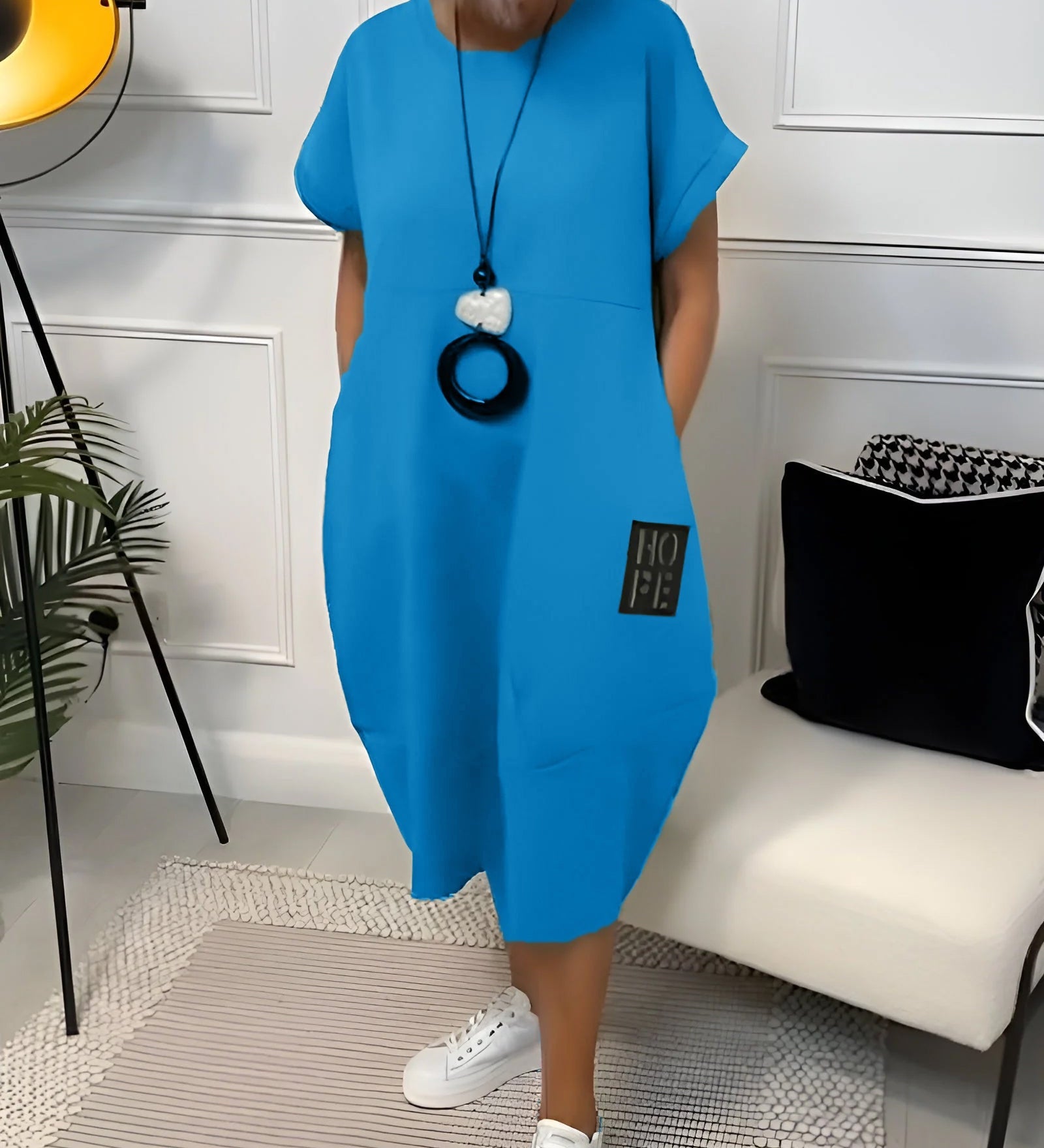 Robe décontractée à manches courtes et imprimé lettre simple