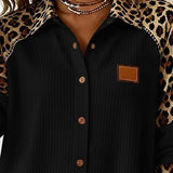 Chemise Col Revers Boutonnée Imprimé Léopard