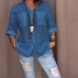 Chemise de couleur unie avec poches et boutons simples